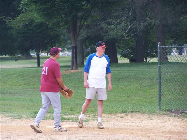 Pat and Jim Filliben at 1st base for a pinch runner